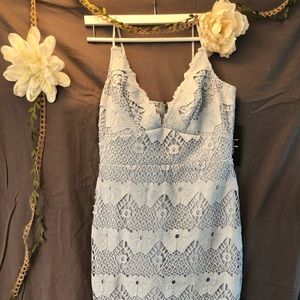 Lulu’s Sway Away Light Blue Crochet Lace Dress